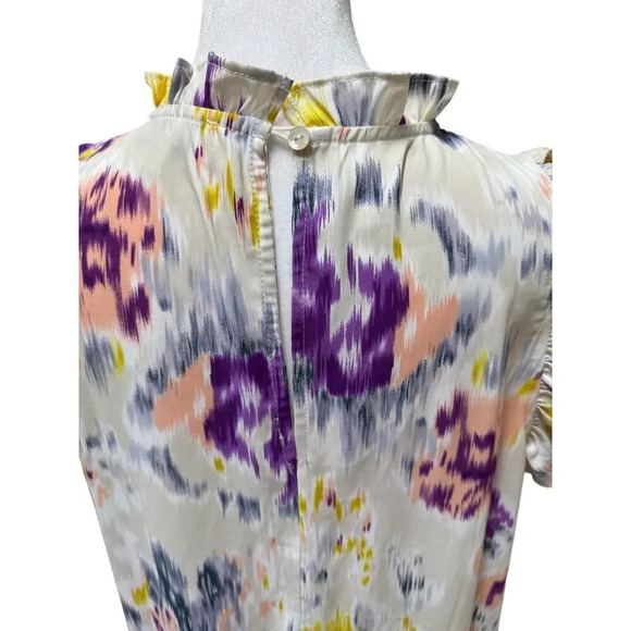 PINCH Polyester Color Splash Tiered Dress Stand Collar Flutter Sleeve Medium - Picture 7 of 10